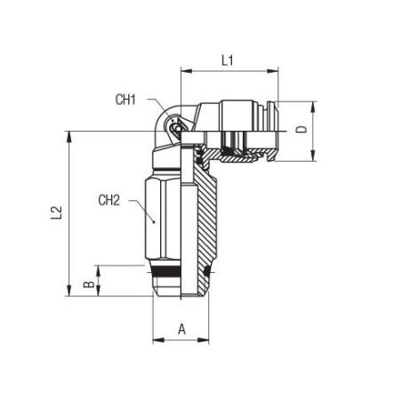 Racor codo prolongado giratorio conico macho Aignep 6 1/8" codigo 50121 6 1/8