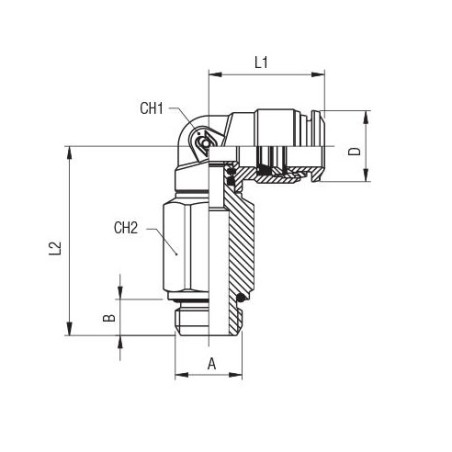 Racor codo prolongado giratorio cilindrico macho Aignep 4 1/4" codigo 50126 4 1/4