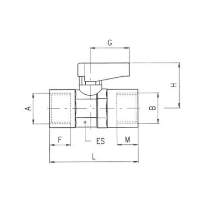Valvula de paso hembra-hembra FKM Aignep 1/2" 1/2" codigo 6305 1/2 1/2
