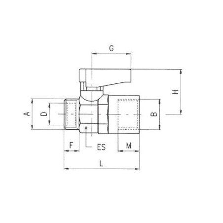 Valvula de paso macho cilindrico-hembra NBR Aignep 3/8" 3/8" codigo 6320 3/8 3/8