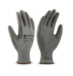 Guante de poliester con recubrimiento de poliuretano color gris talla 8