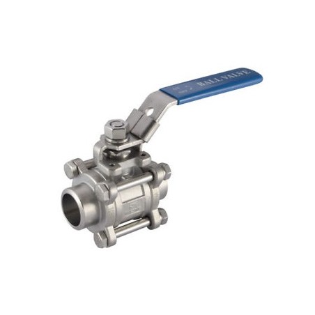 Valvula de esfera 3 piezas paso total a/inox. A-316 soldar (butt weld) 1" y pletina ISO PN-63
