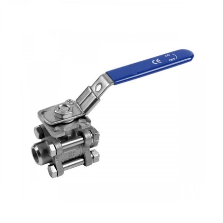 Valvula de esfera 3 piezas paso total a/inox. A-316 con rosca 1-1/2" y pletina ISO PN-63