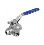 Valvula de esfera 3 vias paso en "L" a/inox. A-316 con rosca 1/4" y pletina ISO PN-63