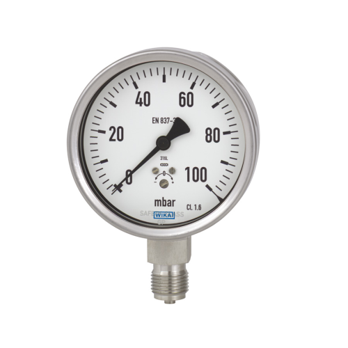 Manometro Wika 632.50.100 0...250 mbar G 1/2" B inferior codigo 9803246