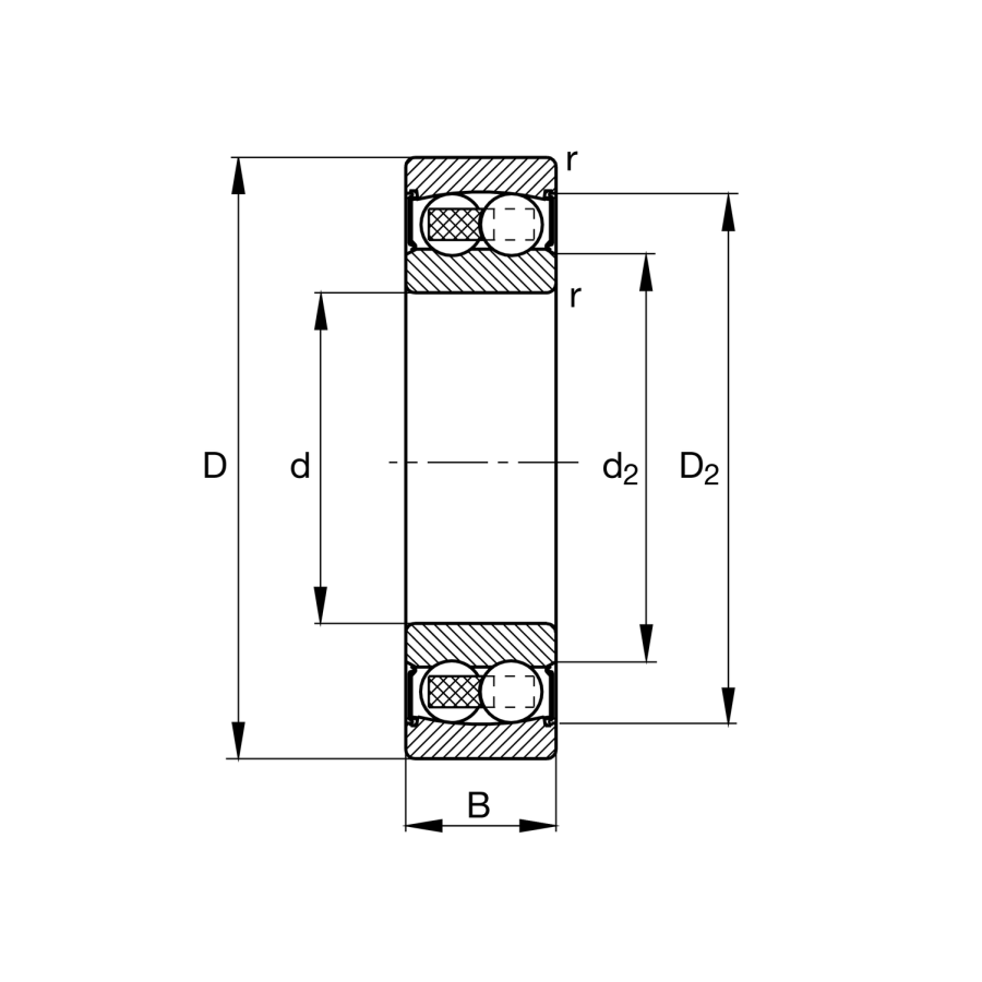 Rodamiento de bolas Fag modelo 2306-2RS-TVH Rodamiento de bolas Fag modelo 2306-2RS-TVH